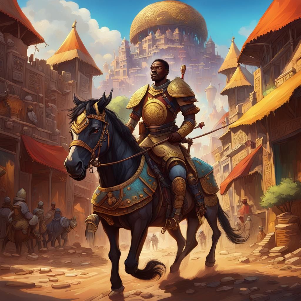 African City Guard on Horseback: Fantasy Concept Art