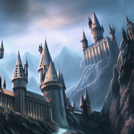 Detailed Matte Painting of Hogwarts Castle