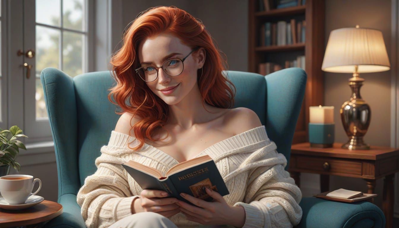Cozy Afternoon Reading with a Bookworm