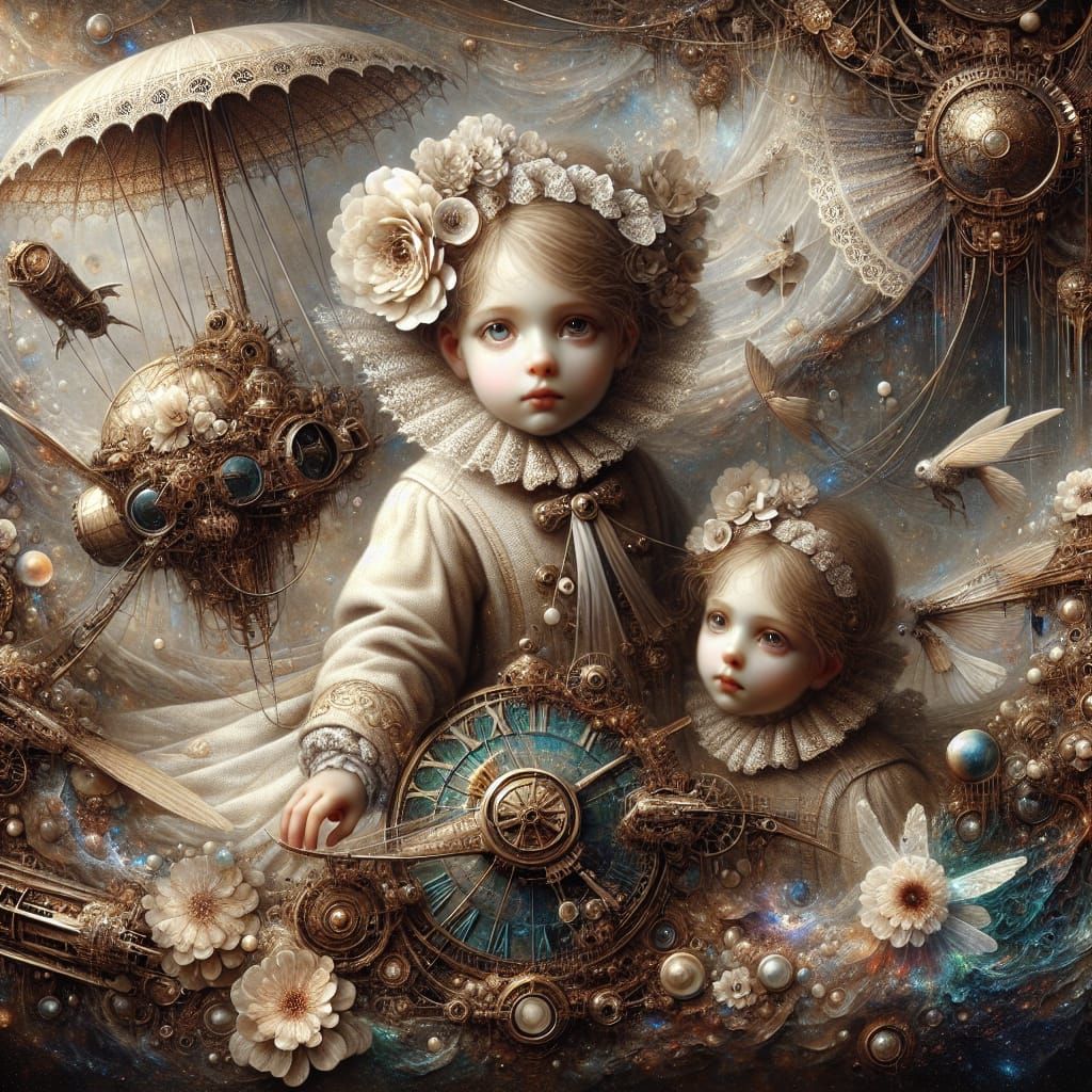 Ethereal Steampunk Girl with Pale Eyes