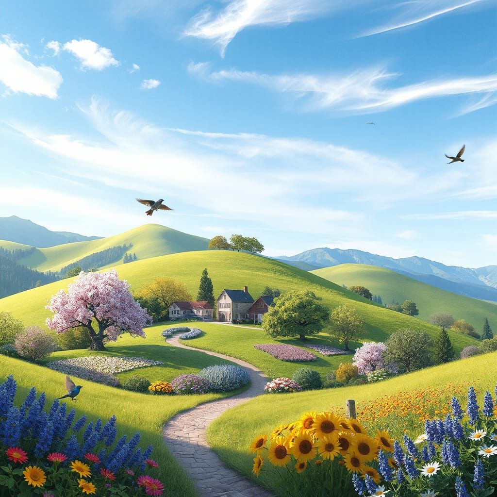 Dreamy Watercolor Village in Emerald Hills