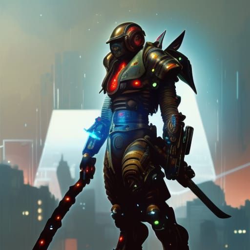 Cyberpunk Spartan in Dark Fantasy Style