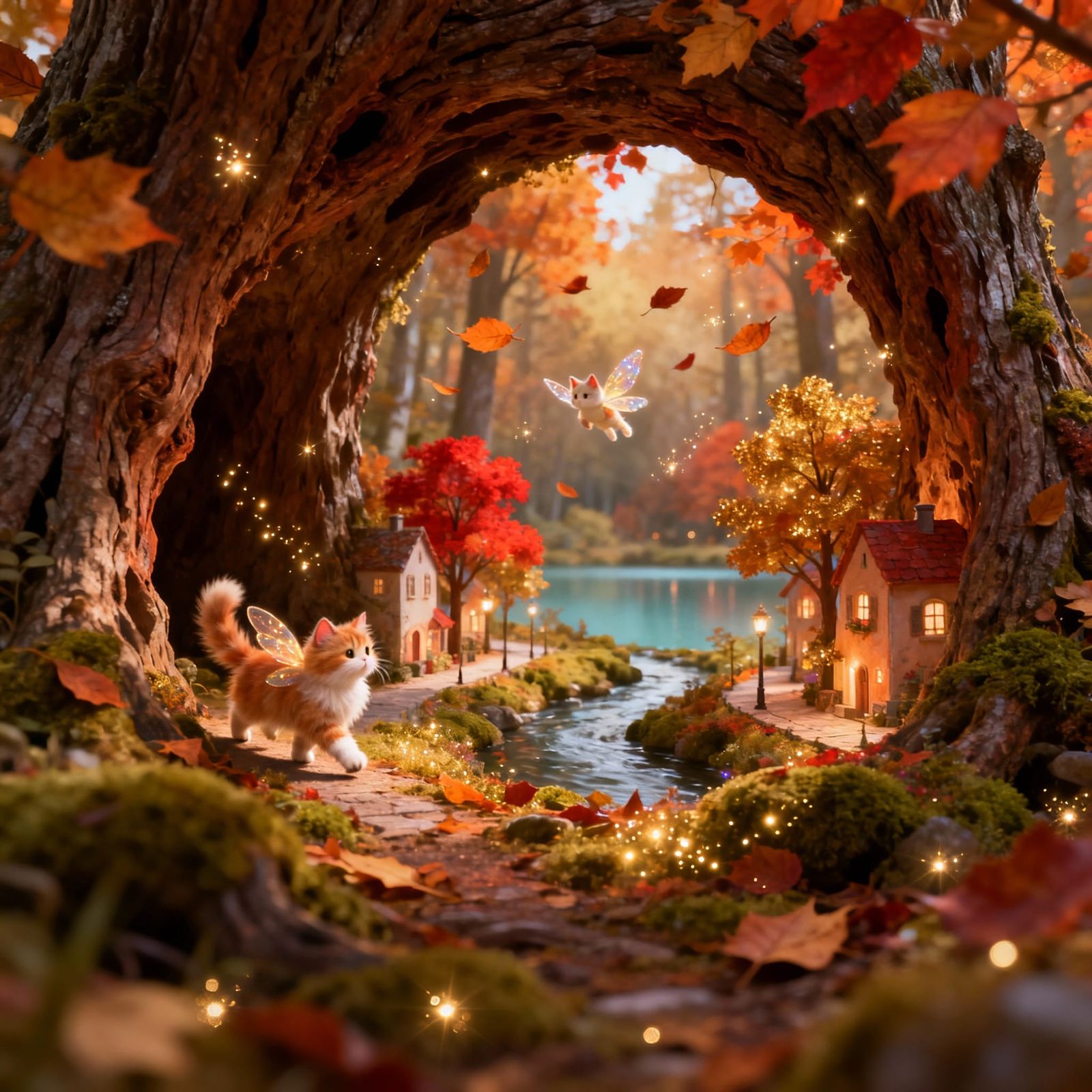 Magical Fall Fairies in Miniature Tree World