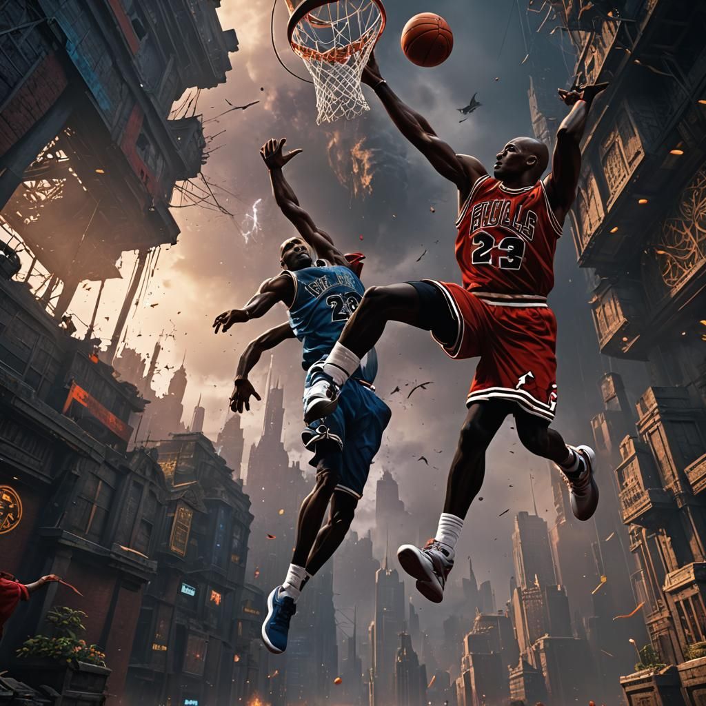 Michael Jordan Matte Painting, Detailed Concept Art
