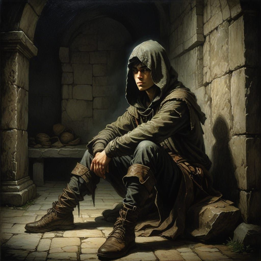 Medieval Fantasy Portrait in the Style of Arthur Rackham