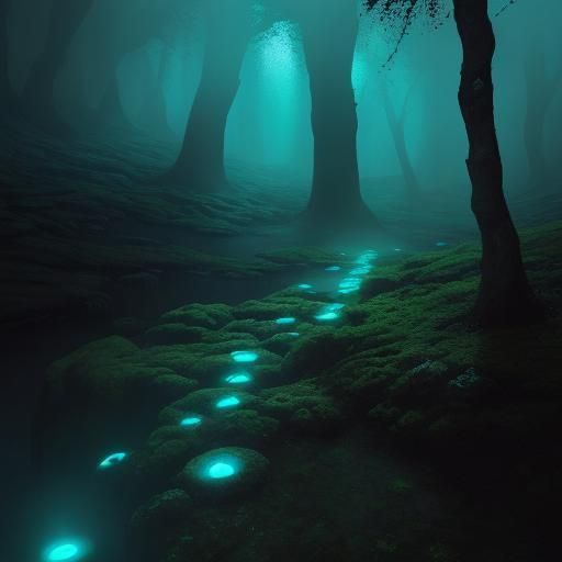 Bioluminescent Mold in a Mysterious Cave