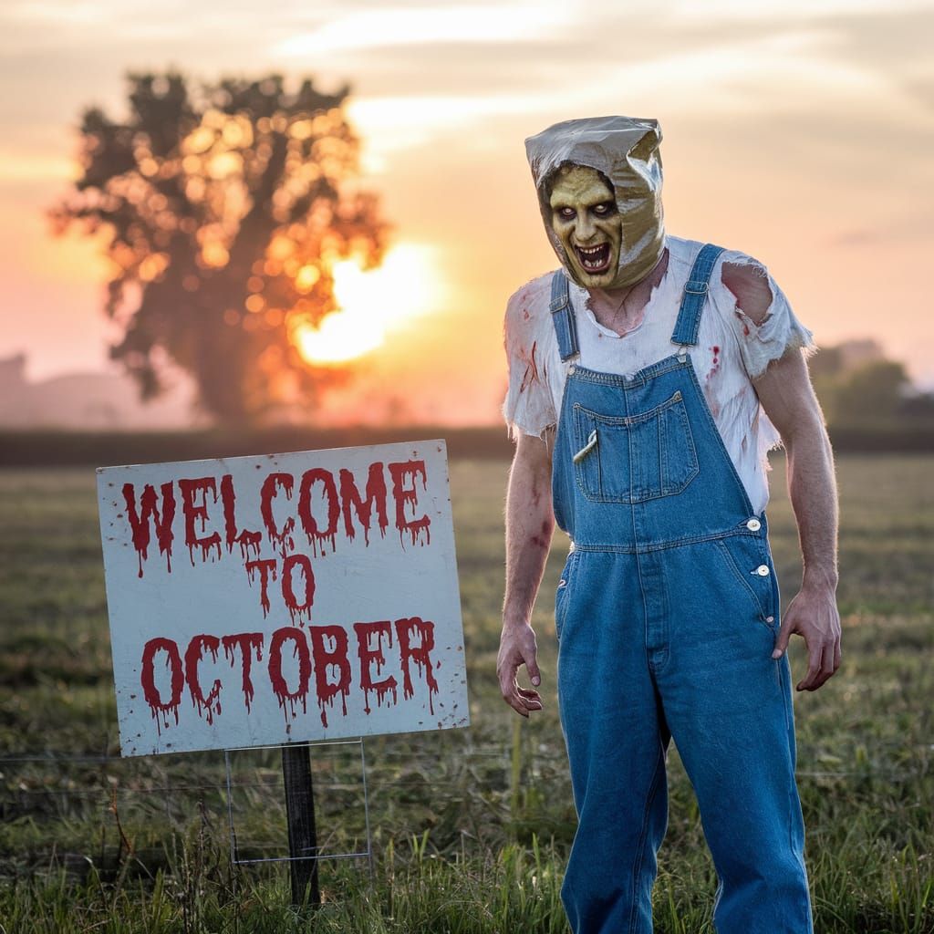 Eerie Figure in Field Welcomes October