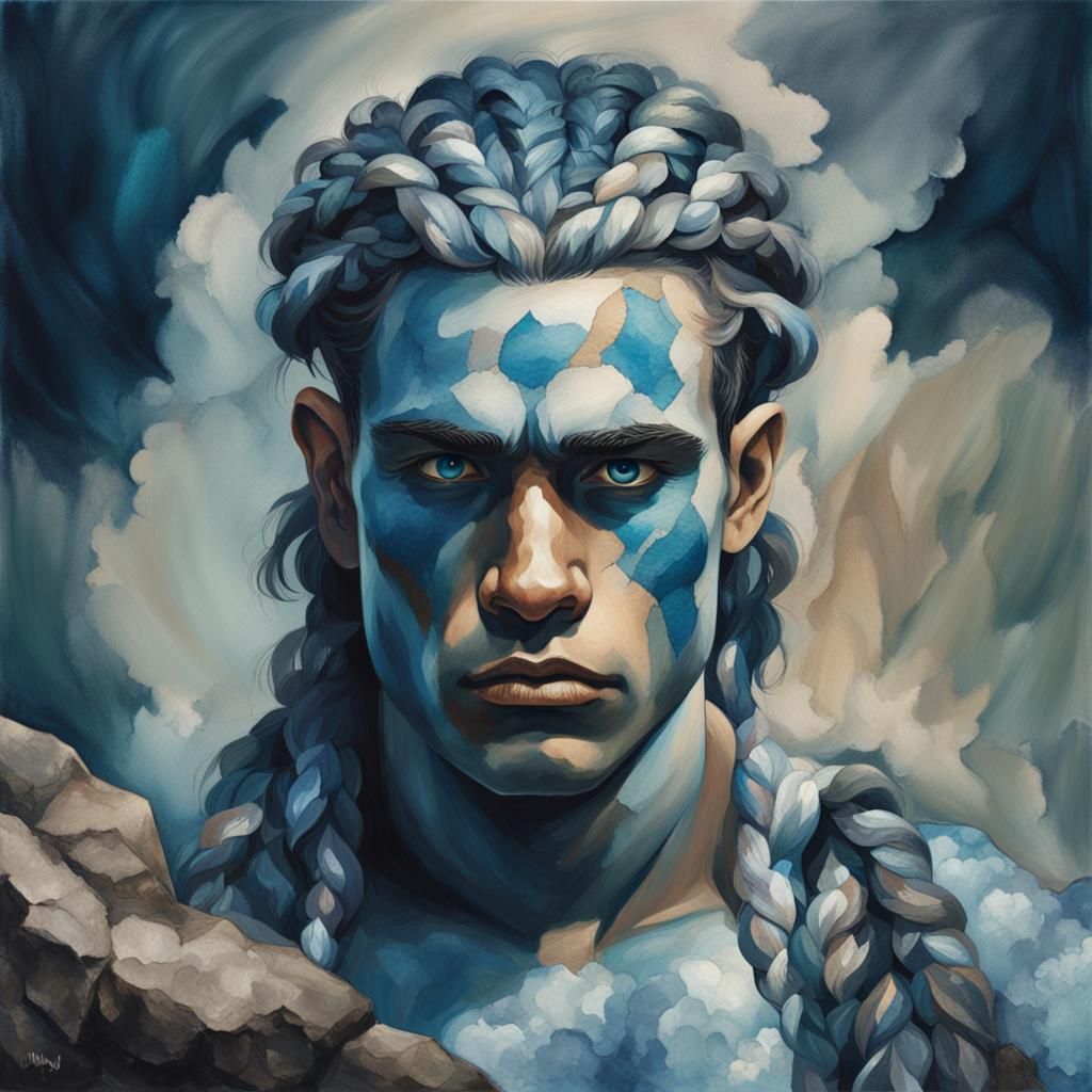 Merman Barbarian Portrait in Oil Painting Style