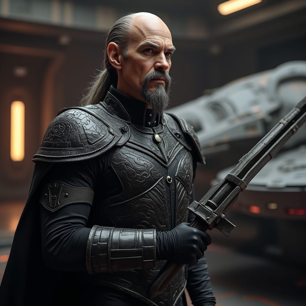 Klingon Officer on Bird of Prey in Hyperrealistic Style