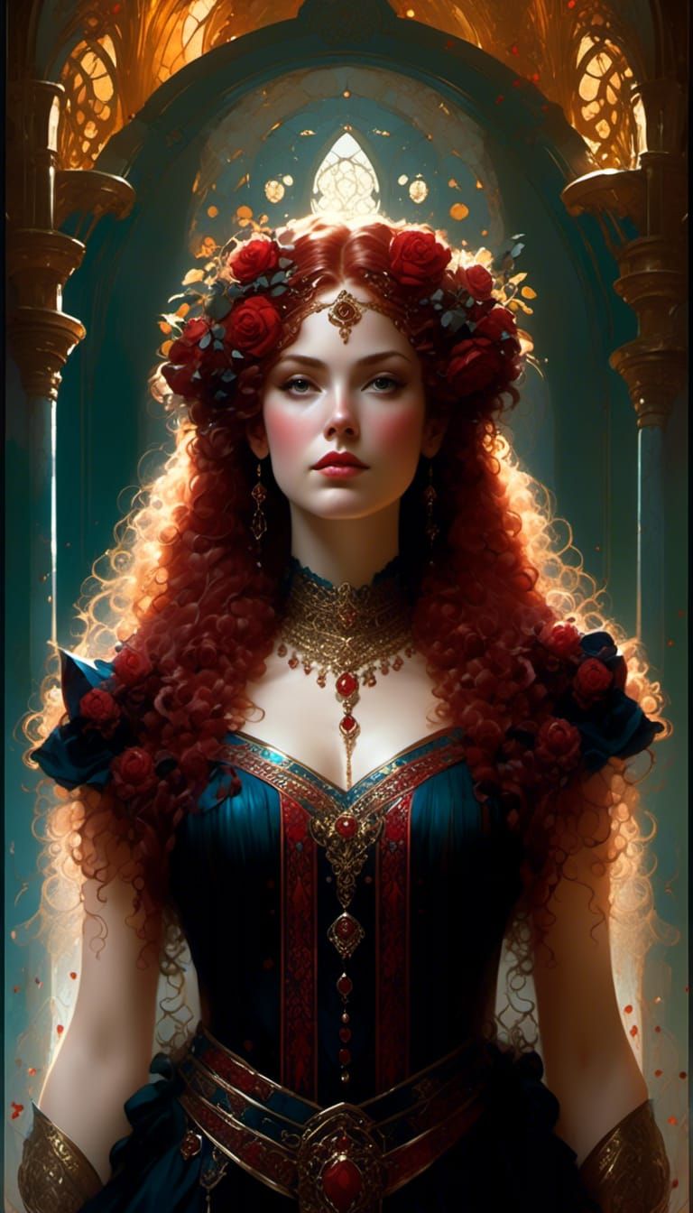 Princess Rose Red Portrait in Detailed Fantasy Art