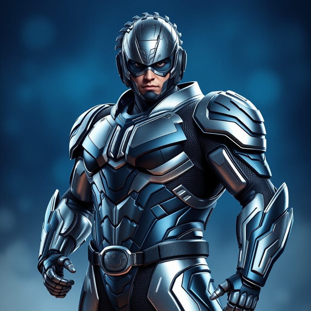 Cyberpunk Hero Fat Gum in Dark Blue Metallic Suit