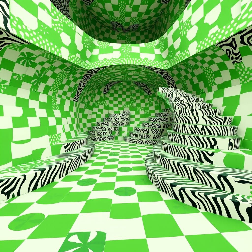 Vibrant Tessellation Pattern with Impossible Geometry