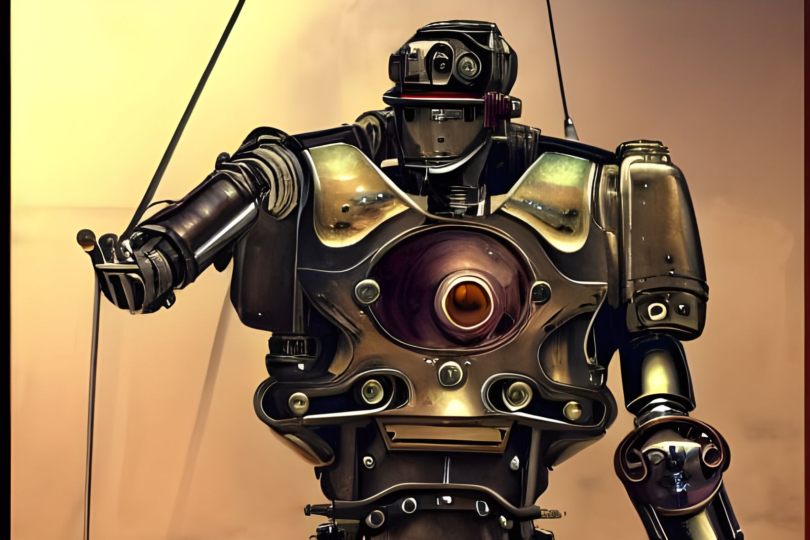Steampunk Robocop in Gladiator-Style Mecha Armor