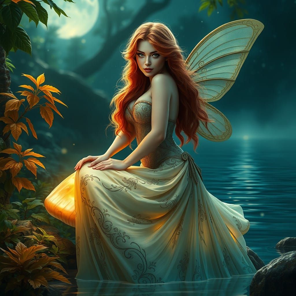 Surreal Fairy Goddess in Ethereal Landscape