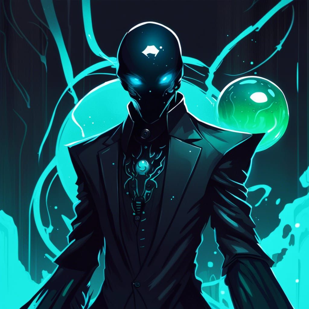 Cyan Slime Assassin in Sci-Fi Anime Style