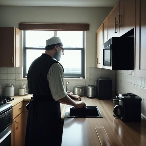 American Pilgrims Use a Microwave: Cinematic Still