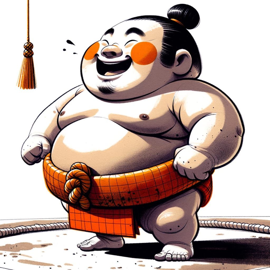Whimsical Sumo Wrestler Illustration