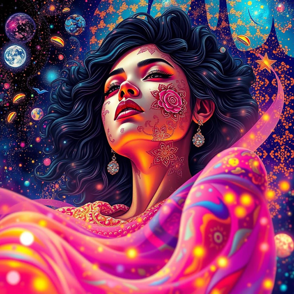 Infinite Cosmic Wave in Vibrant, Iridescent Hues