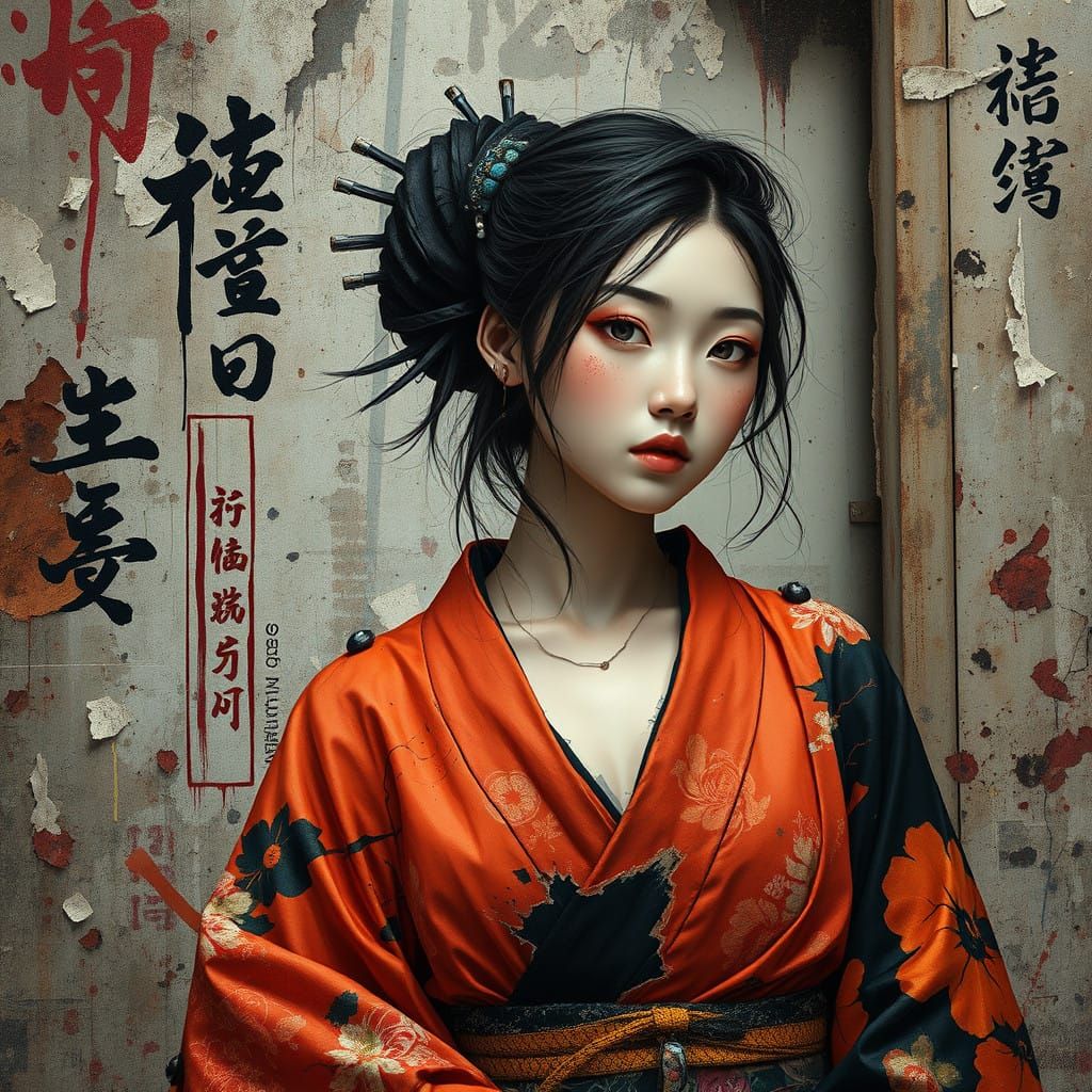Ephemeral Goddess of Impermanence in Urbanpunk Splendor