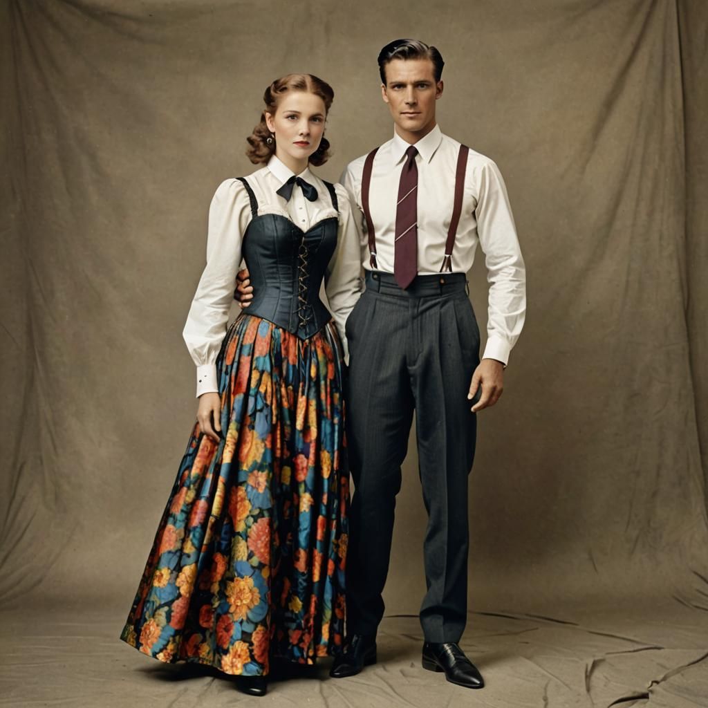 Colourful Companions: Woman and Man in Vibrant Attire