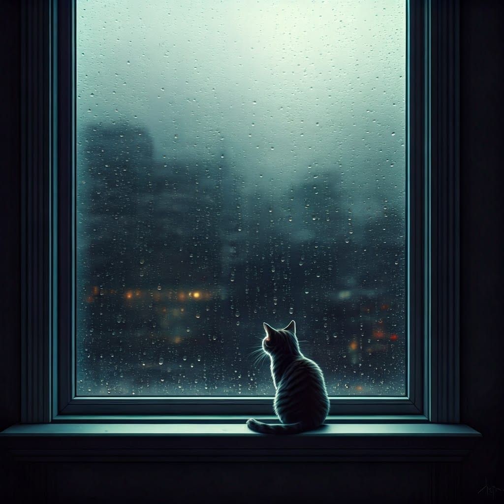 Stunning Window Scene with Cat in Epic Cinematic Style