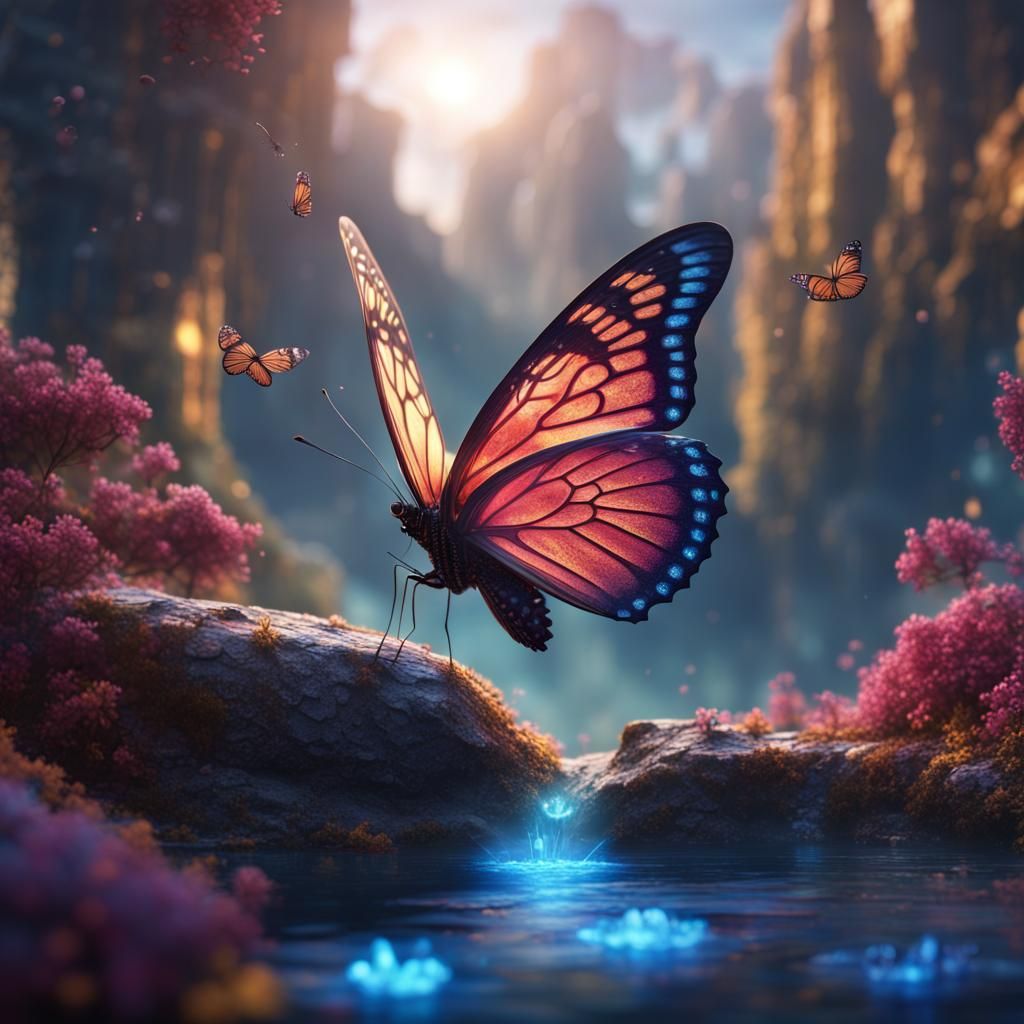 Crystal Butterfly in Detailed Digital Painting