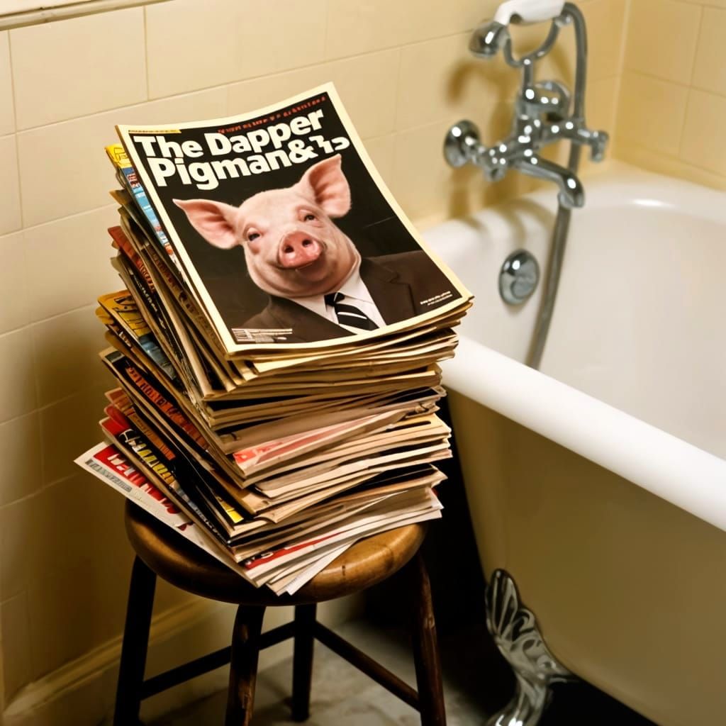 The Dapper Pigman Magazine Stack in Vintage Style