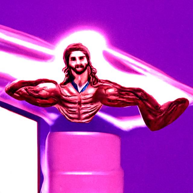 Radiant Blue-Skinned Angelic Figure