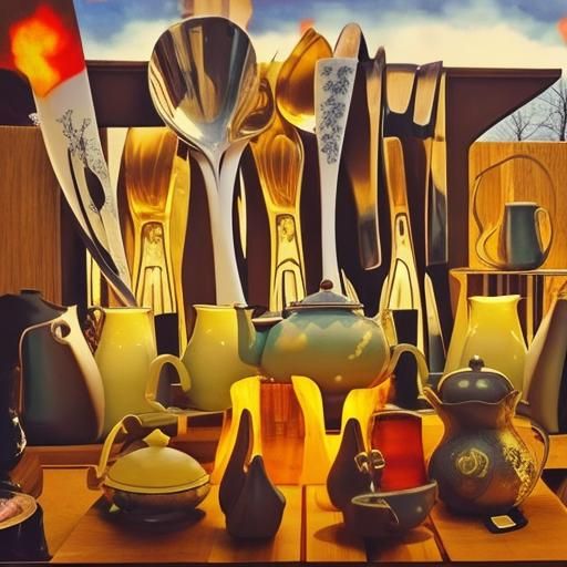 Simple AI-Generated Tea Set Illustration