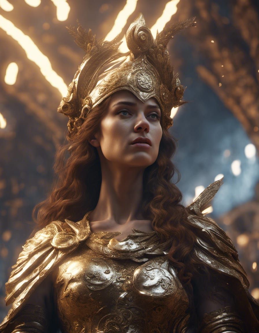 Athena, Goddess of War in Hyperrealistic Style