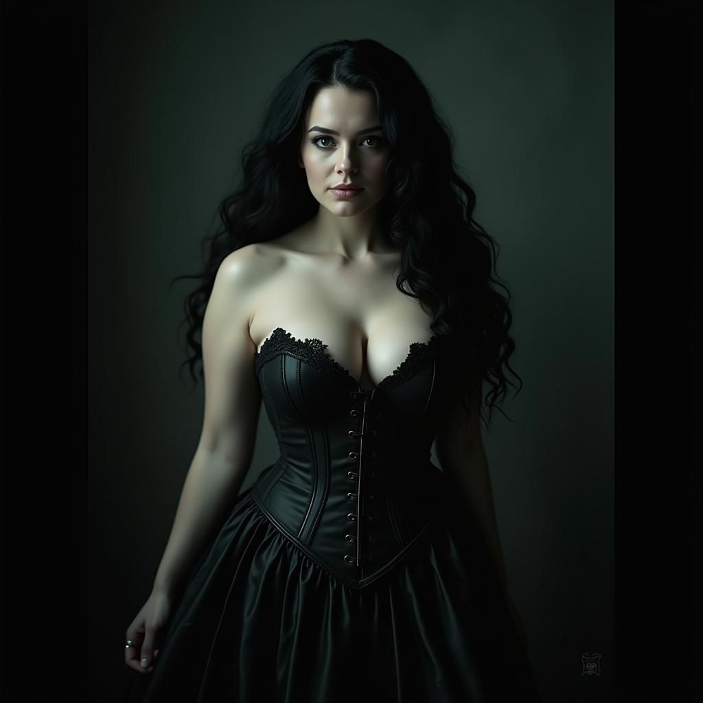 Elegant Woman in Corset, Cinematic Lighting