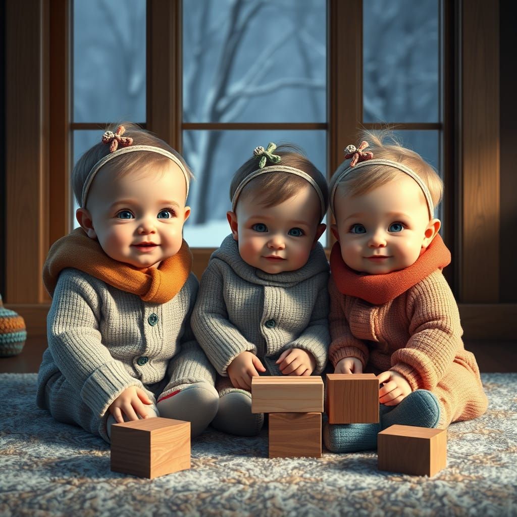 Surreal Babies Engage in Winter Wonderland Playtime in Detai...