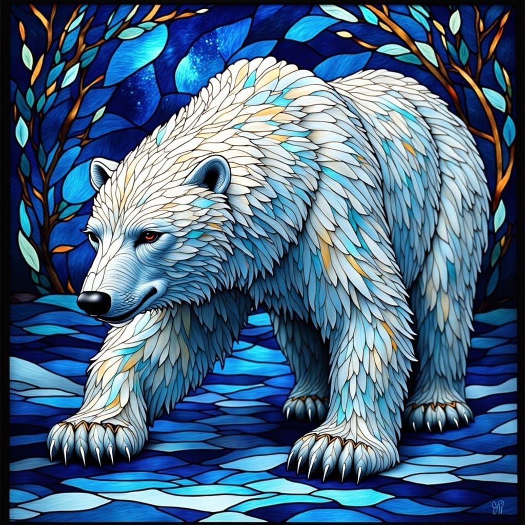 Ethereal Stained Glass Polar Bear