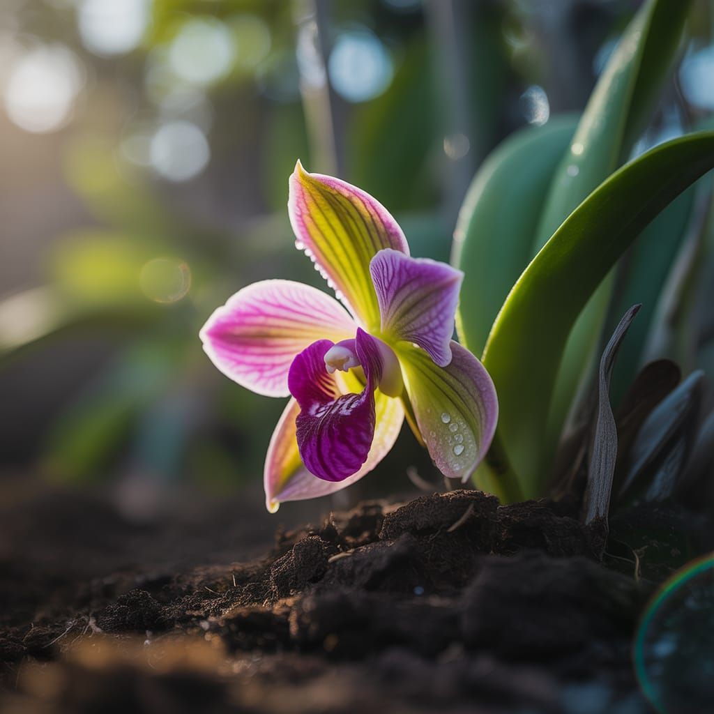 Velvety Purple Orchid Blooms in Soft Light