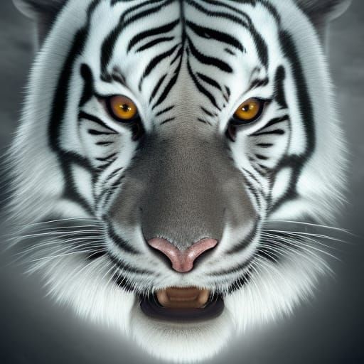 White Siberian Tiger in Detailed Matte Painting