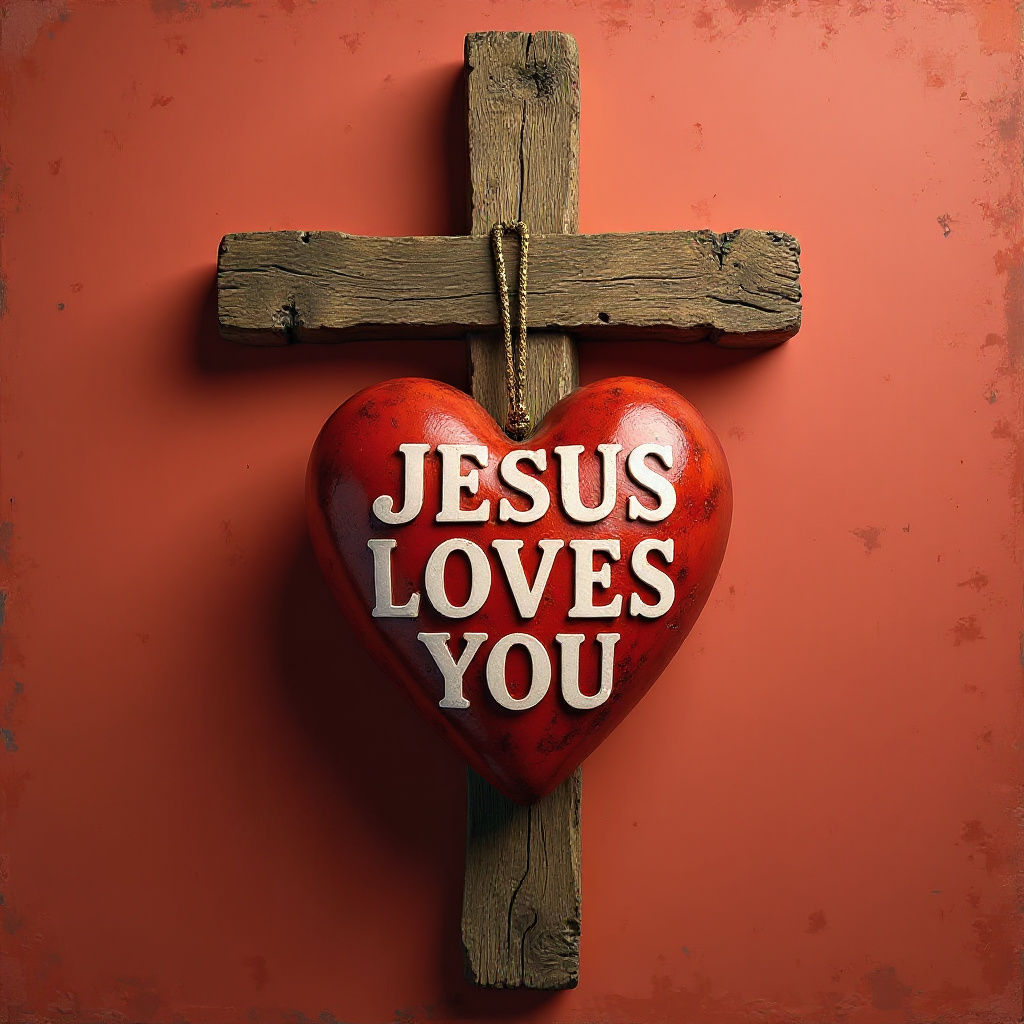 Heart Under Cross with Light Red Background