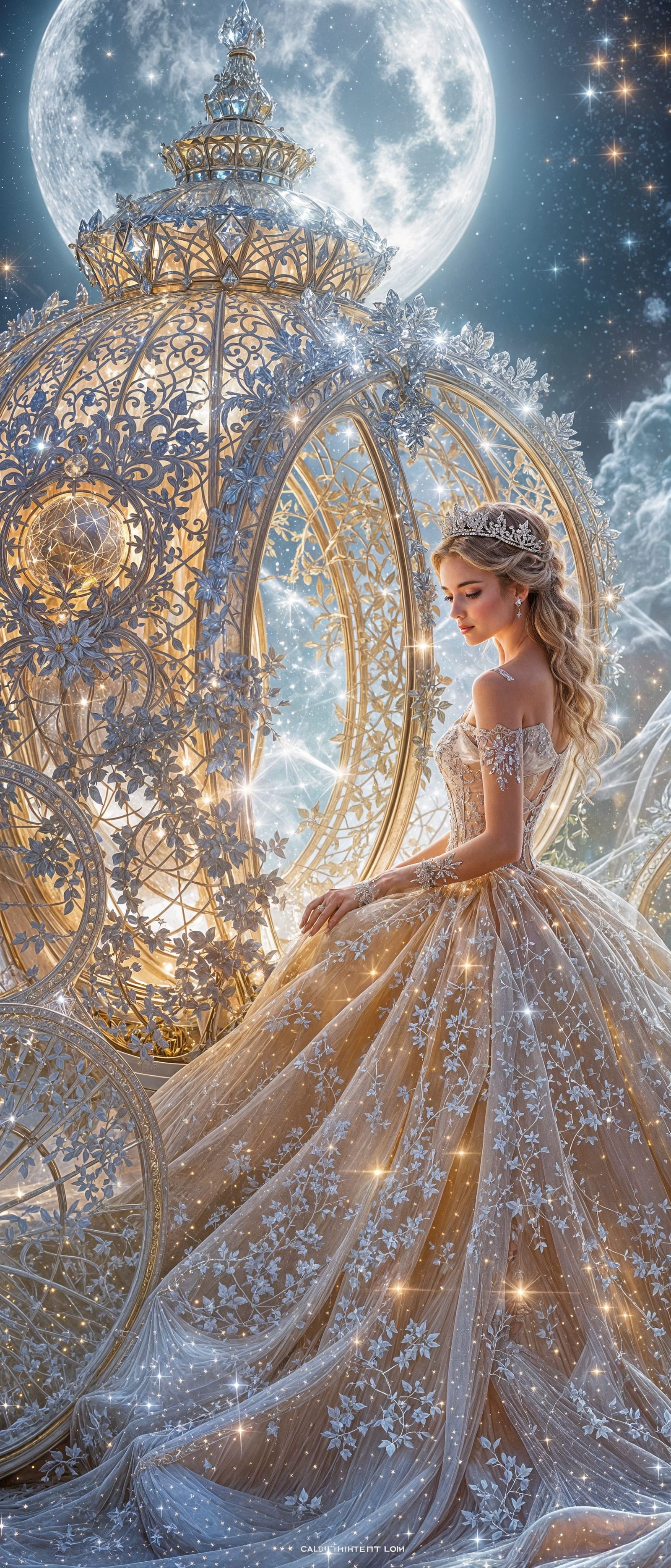 Moonlit Crystal Coach in Whimsical Fairy Tale Style