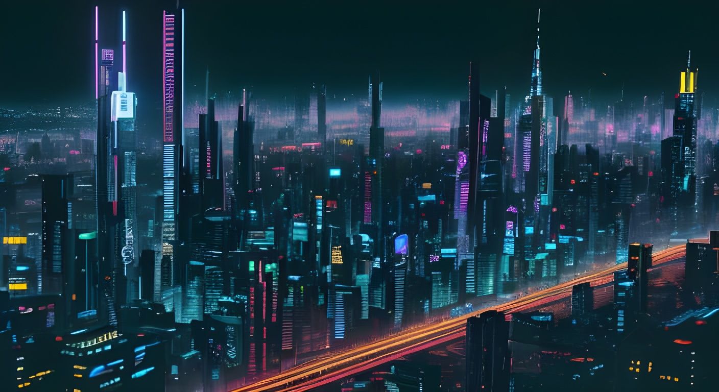 Futuristic Cyberpunk Cityscape at Night