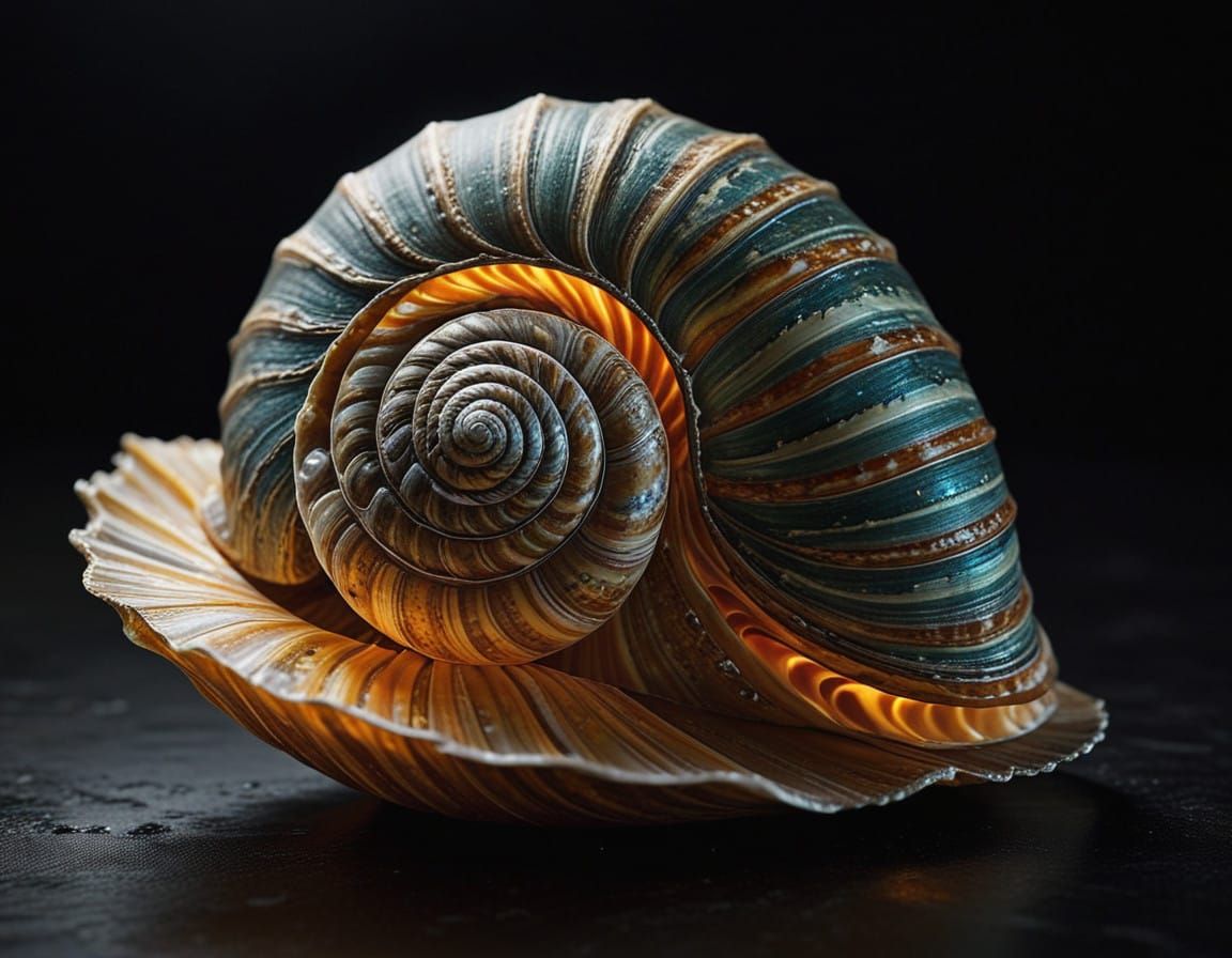 Luminous Seashell in Dreamlike Vortex