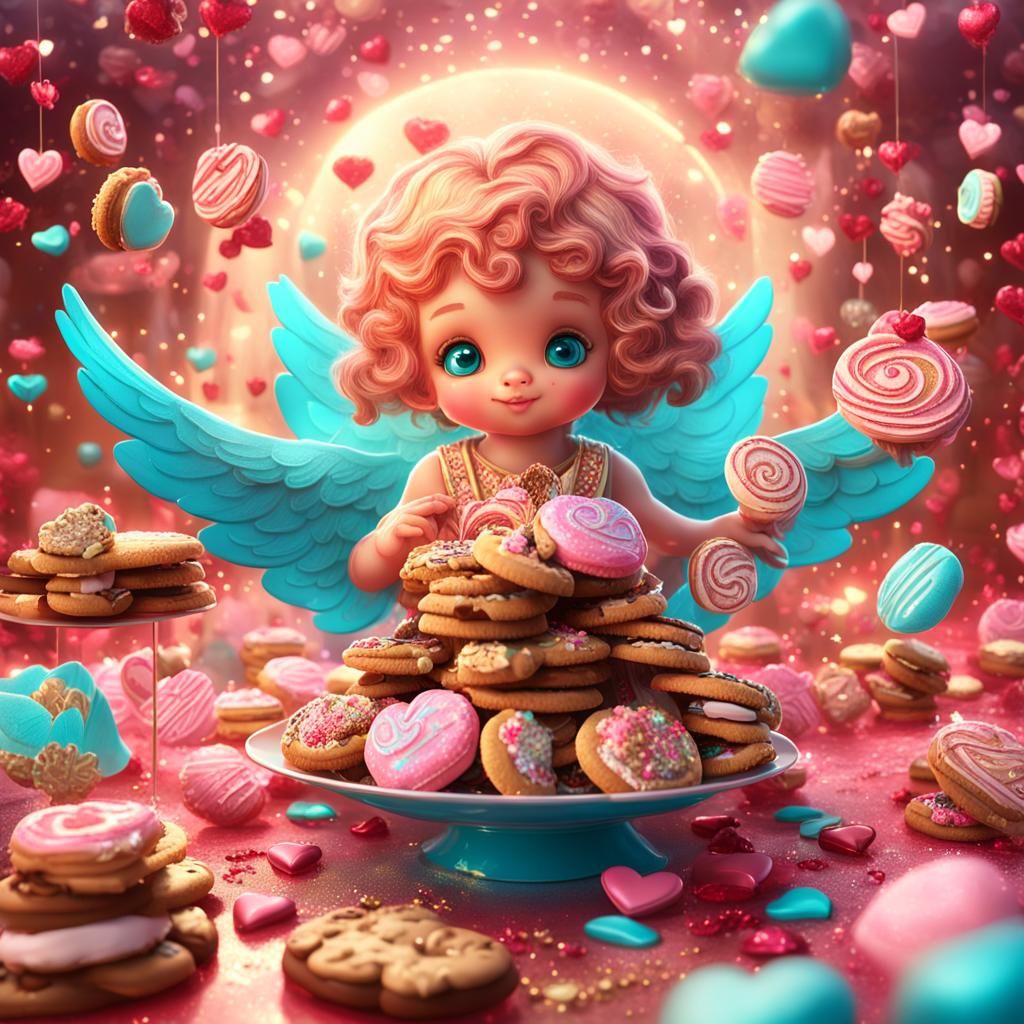 Cherub's Whimsical Valentine's Day Celebration, Digital Matt...