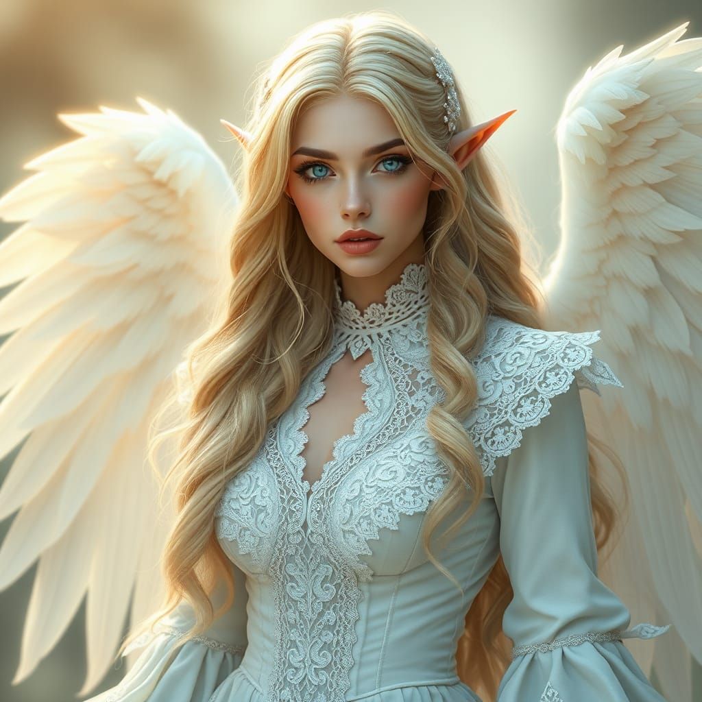 Ethereal Elf Woman Portrait in High Fantasy Style