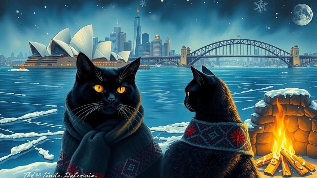 Cold winter at Sydney Harbour