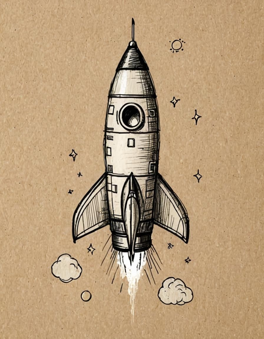 Child's Pencil Sketch of a Rocket