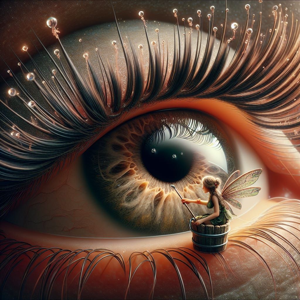 Fantasy Eye with Fairy Applying Droplets as Matte Painting