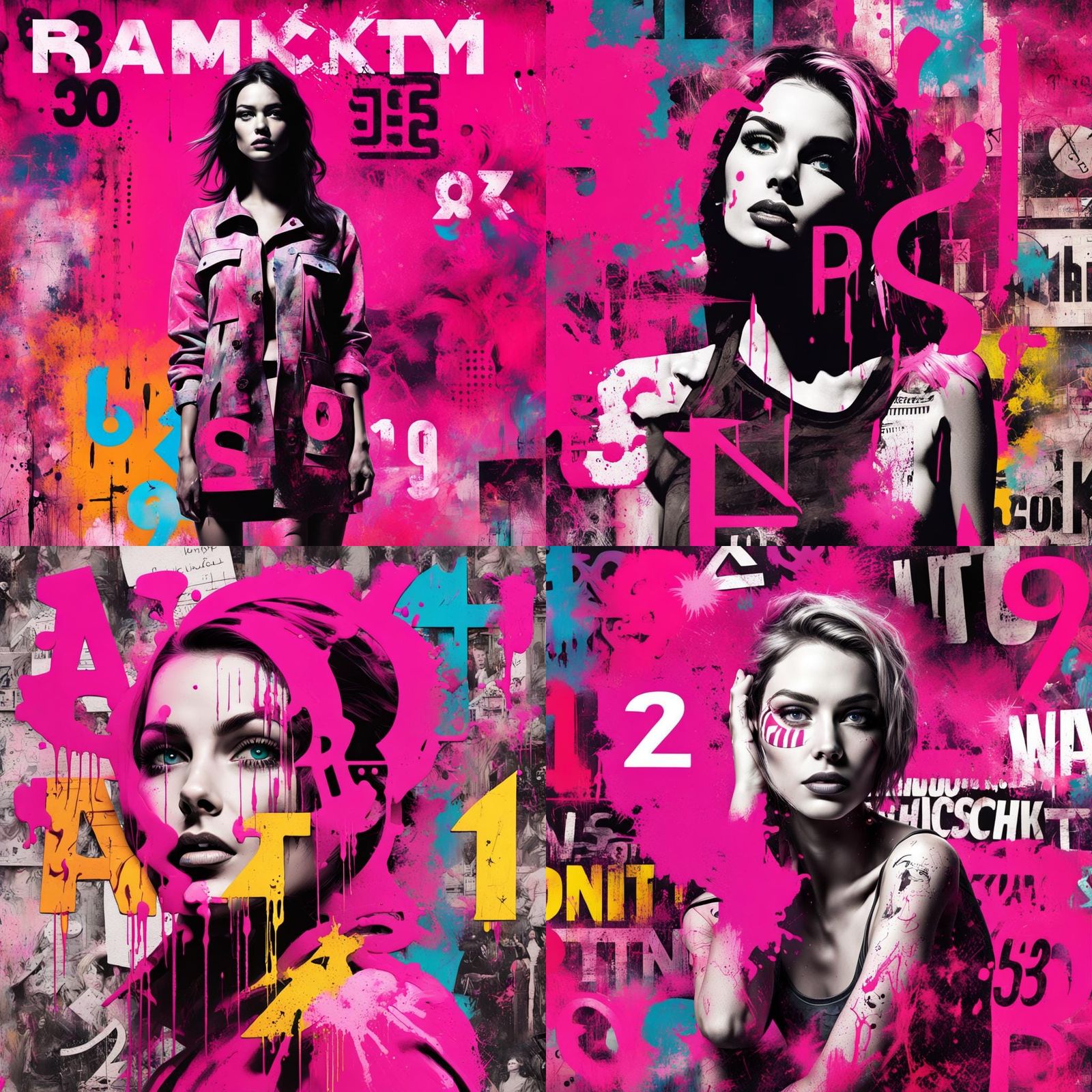 Dynamic Pop Art Collage in Banksy Style