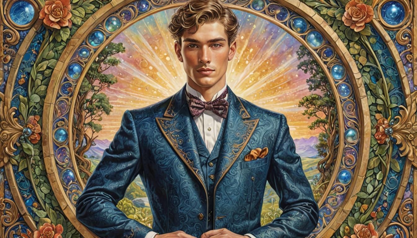 Art Nouveau Illustration of a Dapper Young Man