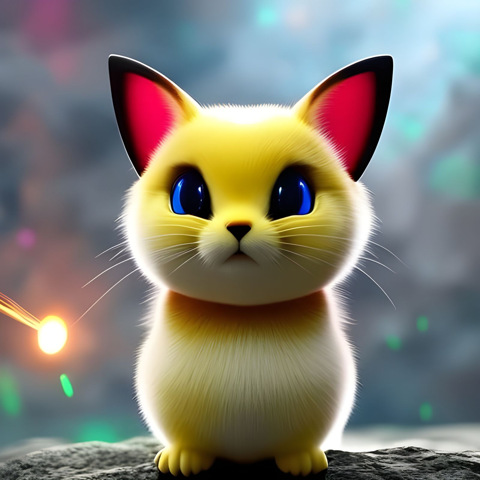 Cute Pikachu with Neon Electrifying Details
