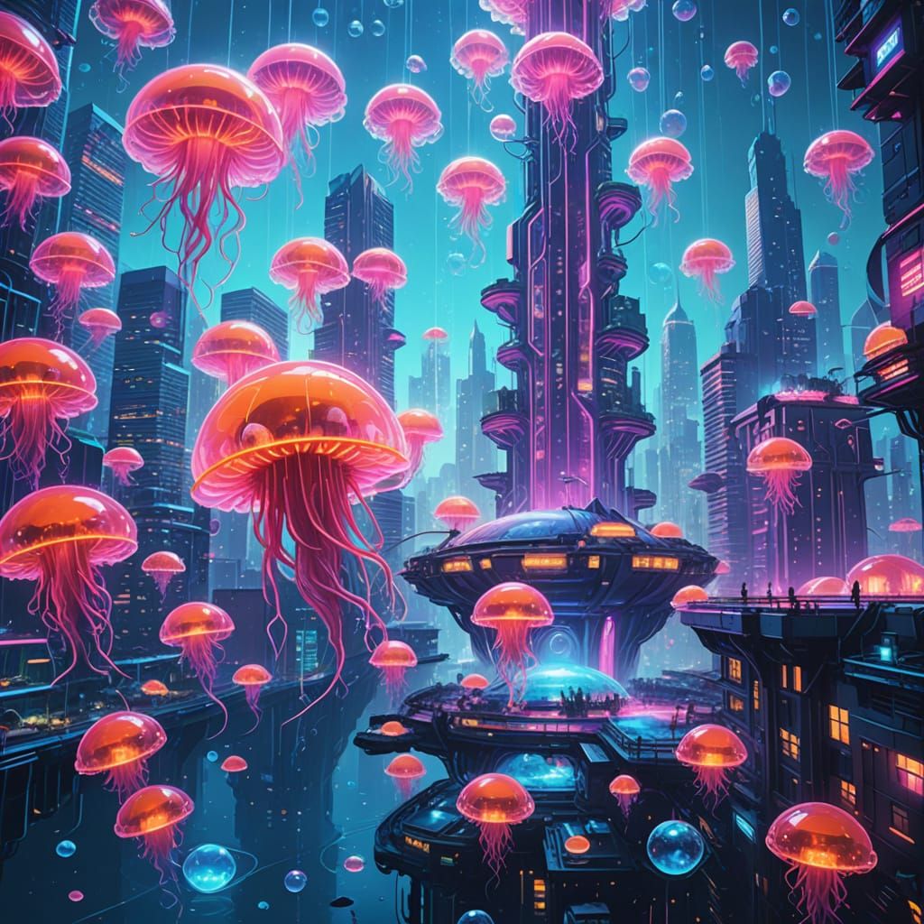 Neon Dreams: Retro-Futuristic Underwater Metropolis