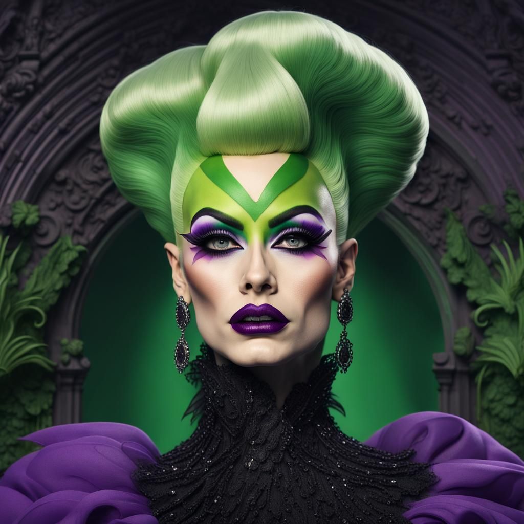 Drag Queen with Extreme Makeup in Hyperrealism