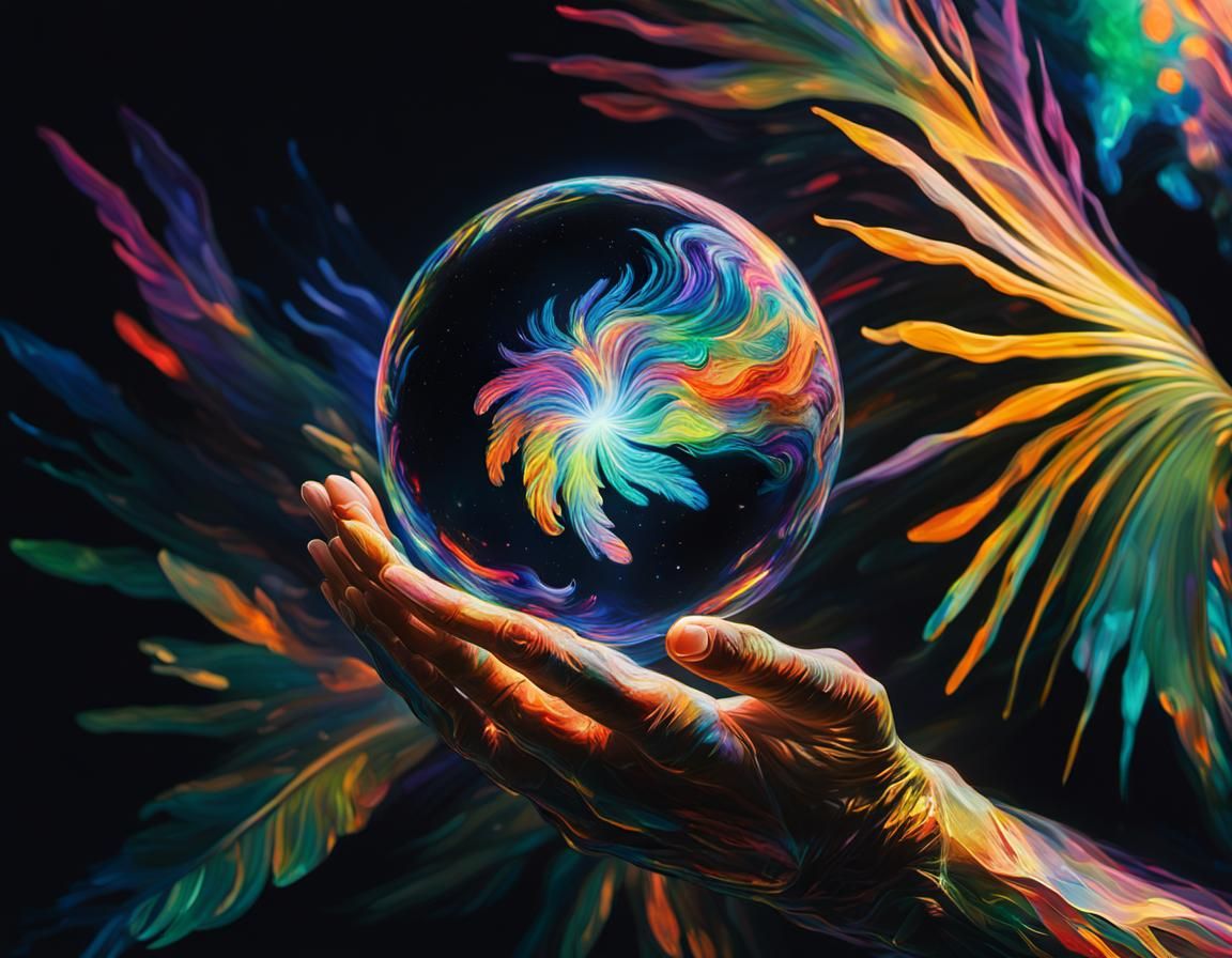 Glowing Divine Hand in Abstract Expressionism Style